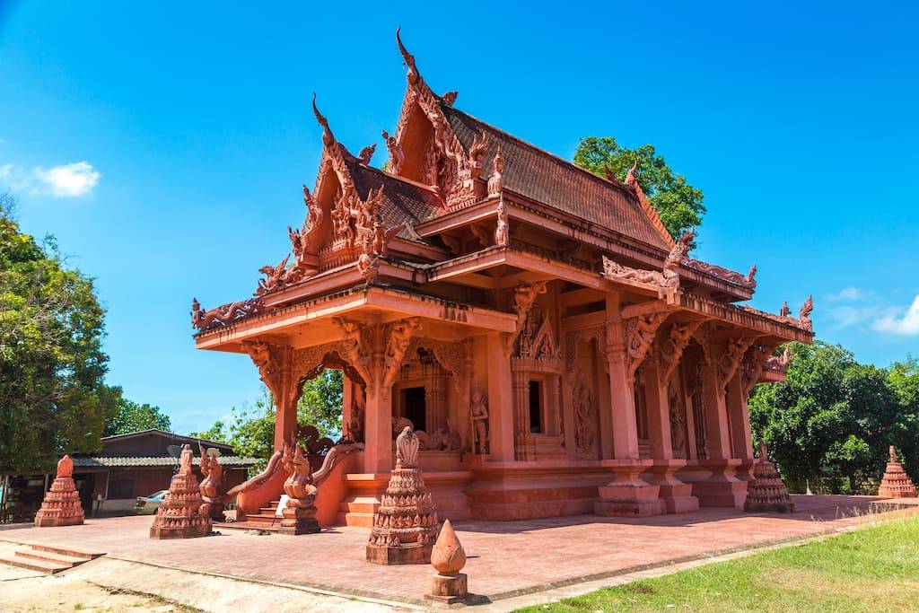 Wat Ratchathammaram, the Red Temple, is strikingly ornate