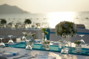 Romantic outdoor beach wedding setup